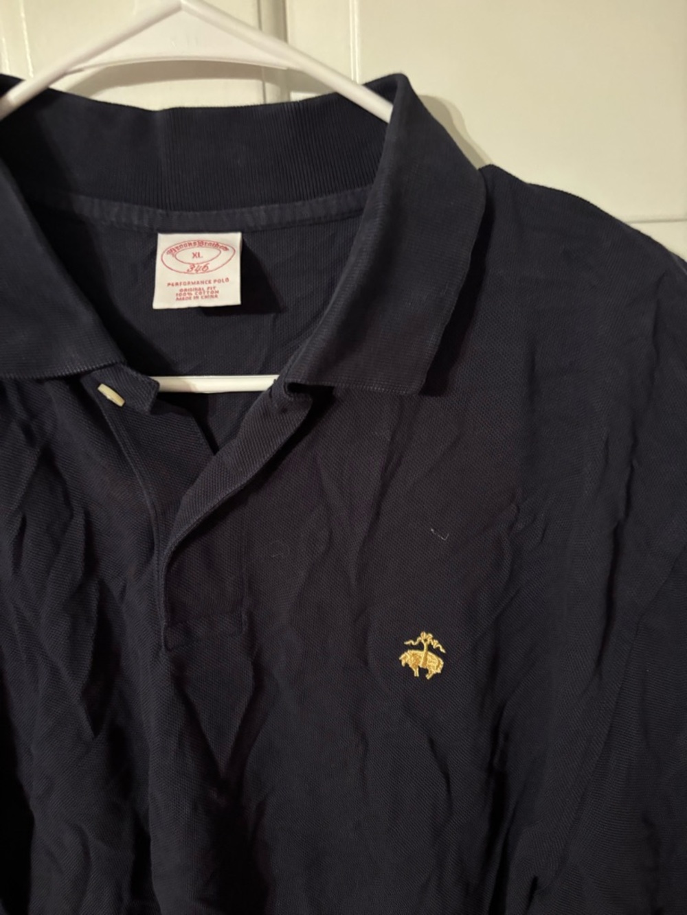 Brooks Brothers Navy Polo with Gold Logo Embroidery